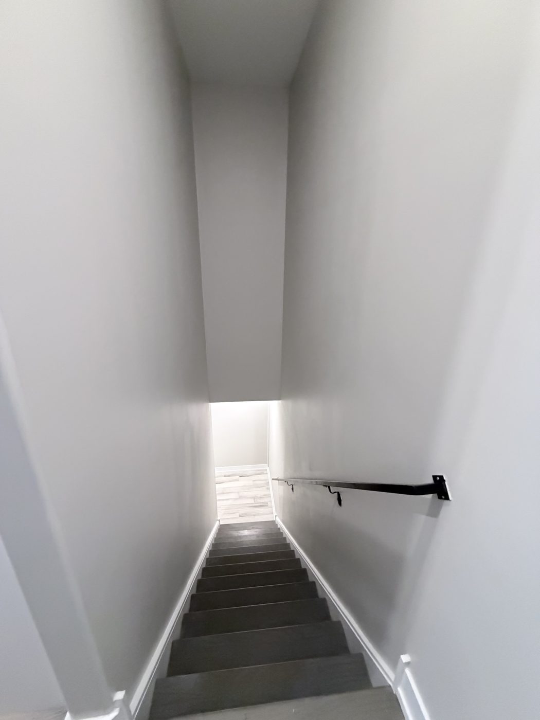 Renovated bright stairwell after